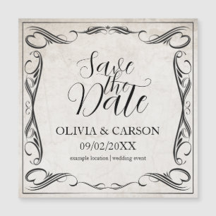Vintage Schwarze Art Deco Hochzeit Save the Date Magnetkarte