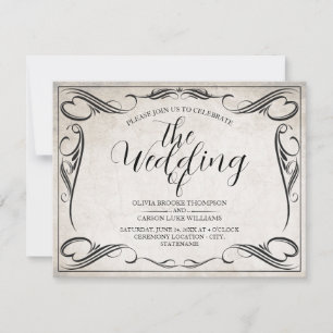 Vintage Schwarze Art Deco Hochzeitsankündigung
