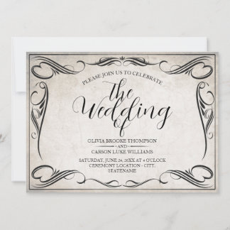 Vintage Schwarze Art Deco Hochzeitsankündigung