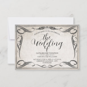 Vintage Schwarze Art Deco Hochzeitsankündigung