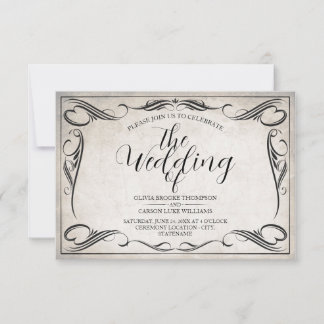 Vintage Schwarze Art Deco Hochzeitsankündigung