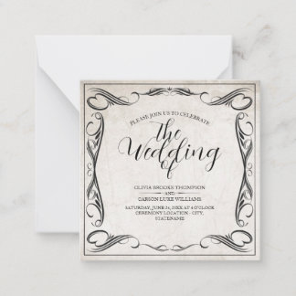 Vintage Schwarze Art Deco Hochzeitsankündigung Mitteilungskarte