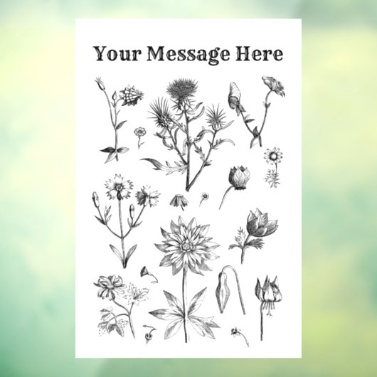 Vintage Schwarze Blume Fensteraufkleber (Blatt 3)