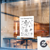 Vintage Schwarze Blume Fensteraufkleber (Café-Fenster)