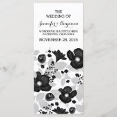 Vintage Schwarze Blume verrichten Hochzeitsprogram Programm (Vorderseite)