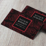 Vintage Schwarze Blumen Strecke Ascona-Locarno Kun Visitenkarte<br><div class="desc">Vintage Black Red Floral Line Art Beauty Salon Wellness-Center Business Cards.</div>
