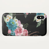 Vintage schwarze Blumenfall-Blumen Case-Mate iPhone Hülle (Rückseite (Horizontal))