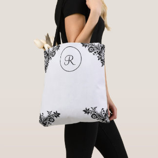 Vintage Schwarze Blüte (personalisieren) Tasche