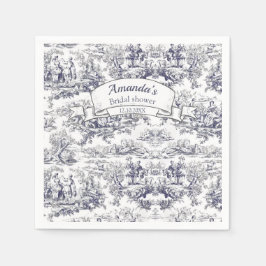 Vintage schwarze Blütentoile de jouy Brautparty Serviette