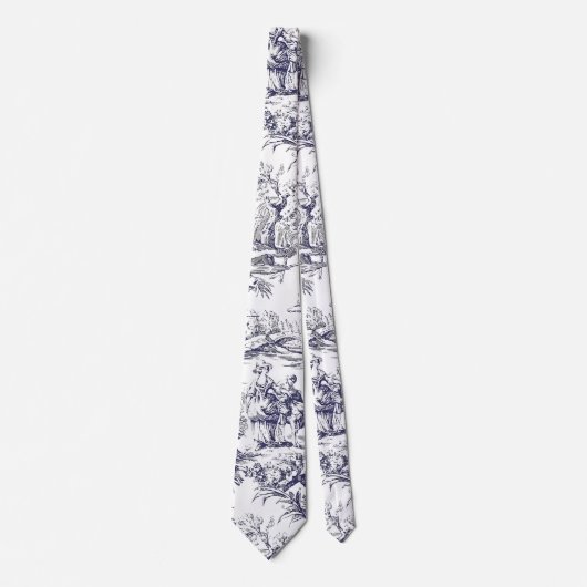 Vintage schwarze Blütentoile de jouy Krawatte (Vorderseite)