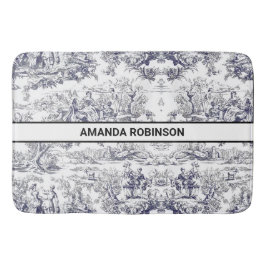 Vintage schwarze Blütentoile de jouy monogram Badematte