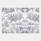 Vintage schwarze Blütentoile de jouy monogram Geschenkpapier Set (Vorderseite)