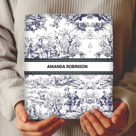 Vintage schwarze Blütentoile de jouy monogram Geschenkpapier Set