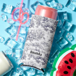 Vintage schwarze Blütentoile de jouy monogram Selters Dosenkühler