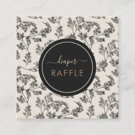 Vintage schwarze Botanische Flora-Windelkrebse Quadratische Visitenkarte