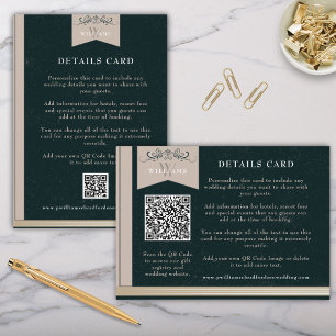 Vintage Schwarze Braune QR-Code-Hochzeitseinlage Begleitkarte