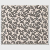 Vintage Schwarze Creme Blätter Weihnachten Geschenkpapier (Flach)