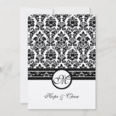 Vintage schwarze Damaskus-Grenzen Einladung (Vorderseite)