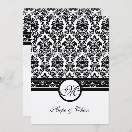 Vintage schwarze Damaskus-Grenzen Einladung (Vorne/Hinten)