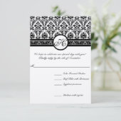 Vintage schwarze Damaskus-Grenzen Einladung (Stehend Vorderseite)