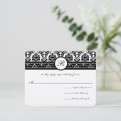 Vintage schwarze Damaskus-Grenzen RSVP Karte (Stehend Vorderseite)