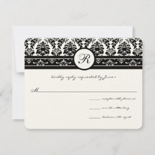 Vintage schwarze Damaskus-Grenzen RSVP Karte