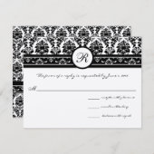 Vintage schwarze Damaskus-Grenzen RSVP Karte (Vorne/Hinten)