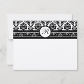 Vintage schwarze Damaskus-Grenzen RSVP Karte (Rückseite)