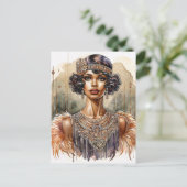 Vintage schwarze Flapper Art Deco Postkarte (Stehend Vorderseite)