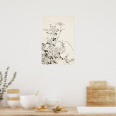 Vintage Schwarze Flora Sketch Poster (Küche)