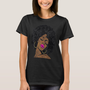 Vintage Schwarze Girl Magic Afro Diva Hot Pink Lip T-Shirt