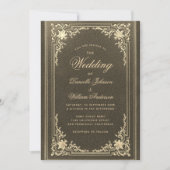 Vintage Schwarze Gold Elegante Calligrafy Wedding Einladung (Vorderseite)