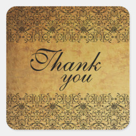 Vintage schwarze Goldkleber Quadratischer Aufkleber