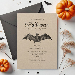 Vintage Schwarze Gothic-Fledermaus-Dinnerparty Hal Einladung