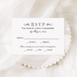 Vintage Schwarze Halbpension Blühend Hochzeit RSVP Karte