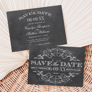 Vintage Schwarze Halbpension Blühend Hochzeit Save The Date