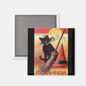 Vintage Schwarze Halloween-Katze Magnet (Vorderseite/Rückseite)