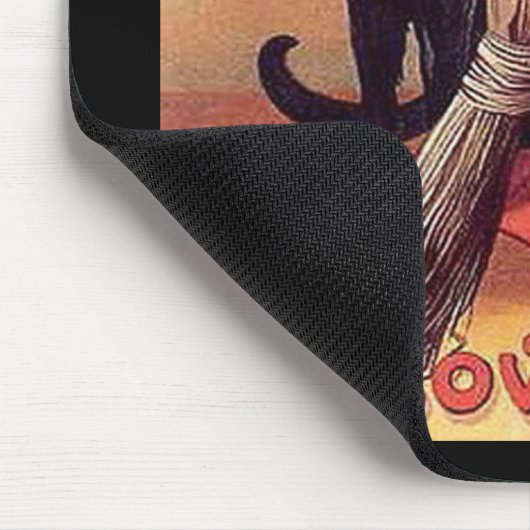 Vintage Schwarze Halloween-Katze Mousepad (Ecke)