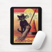 Vintage Schwarze Halloween-Katze Mousepad (Mit Mouse)