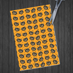 Vintage schwarze Halloween-Katzengesicht Schwarze Seidenpapier