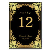 Vintage Schwarze Imitate Goldene Antike Hochzeit Tischnummer (Rückseite)