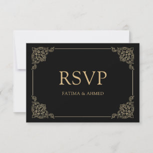 Vintage schwarze islamische muslimische Hochzeit-R RSVP Karte