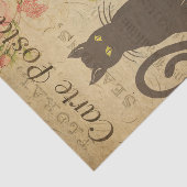 Vintage schwarze Katze auf Postkarten-Dekoupage-Th Seidenpapier (Ausschnitt)