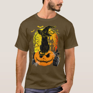 Vintage Schwarze Katze Beängstigende Halloween-Kos T-Shirt