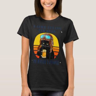 Vintage schwarze Katze, die ich gerne fliege und b T-Shirt