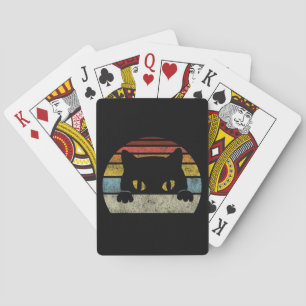 Vintage-Schwarze-Katze-Fan, Retro-Stil Schwarze Ka Spielkarten