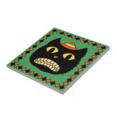 Vintage Schwarze Katze Fliese (Seite)