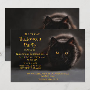 Vintage Schwarze Katze Gruselige Böse Halloween-Pa Einladung