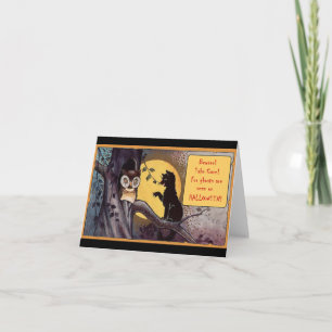 Vintage Schwarze Katze Halloween Feiertagskarte