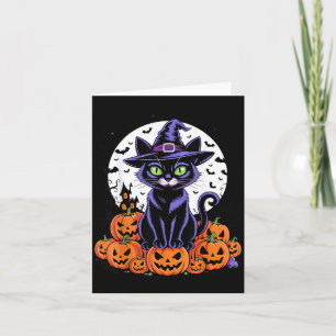 Vintage schwarze Katze Halloween Gruselige Kürbiss Karte